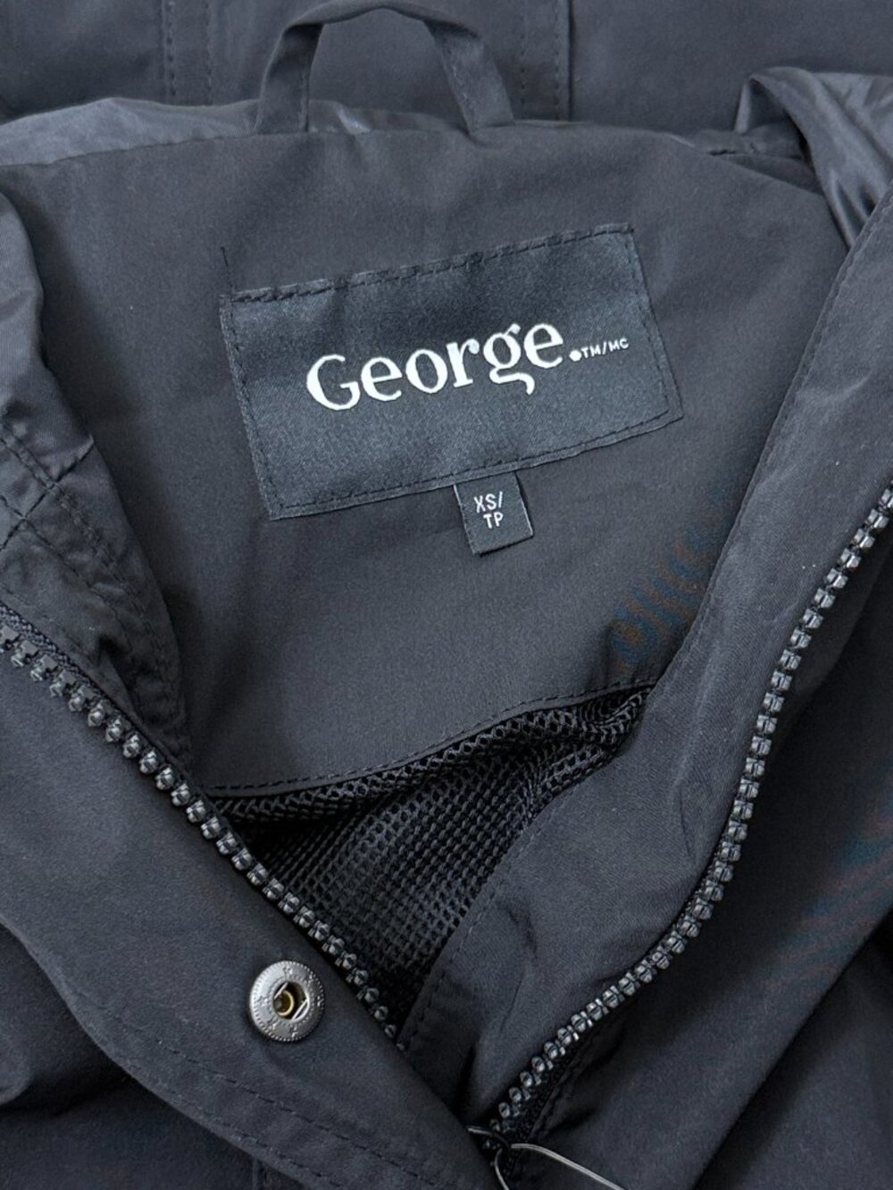 George Women Hooded Parka Rain Jacket Black Parka Coat XS XL 2X 3X 4X - Picture 9 of 9